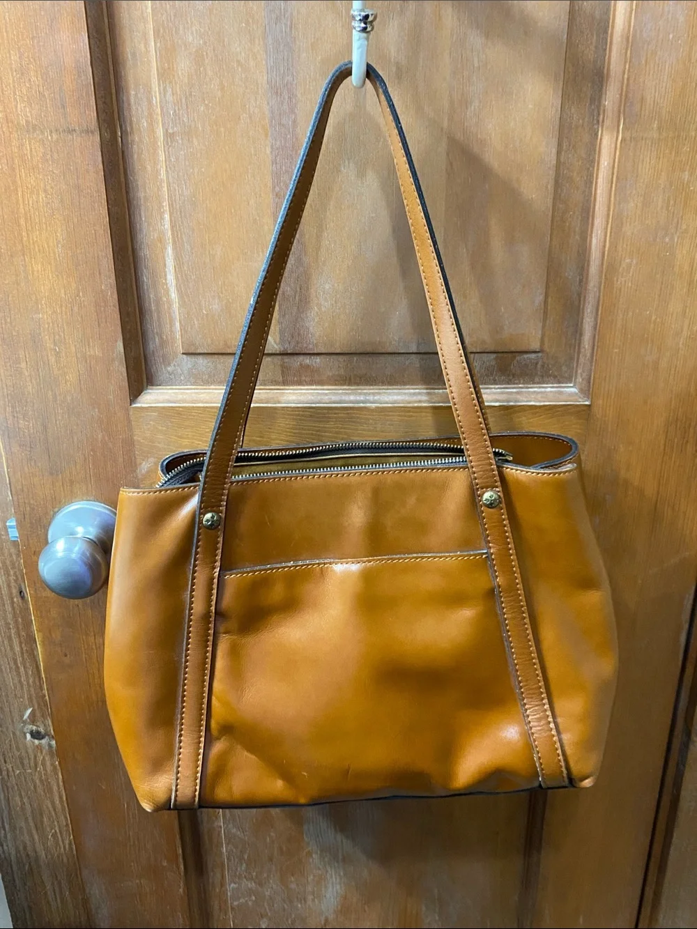 Patricia Nash Tan Leather Chantilly Vintage Satchel Shoulder Bag